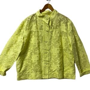 Focus Casual Lifestyle Green Button Shirt Women’s XL Shaped Fit High Collar